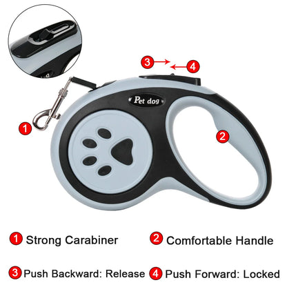 FlexiStride™ 3m/5m Retractable Nylon Dog & Cat Leash